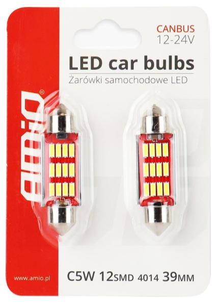 LED žiarovky CANBUS 4014 12SMD Festoon C5W C10W C3W 39mm White 12V/24V (01290)