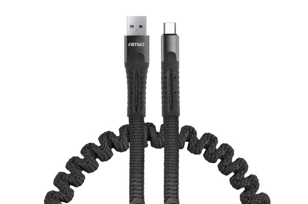 Pružinový kábel USB+microUSB 1.2m FullLINK UC-12 (02529)