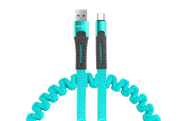 Pružinový kábel USB+USB-C 1.2m FullLINK UC-14 (02531)